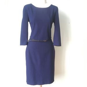 MM. Lafleur Blue Belted 3/4 Sleeve Dress